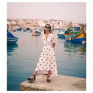 Anthropologie Maeve Breanna Polka Dot Wrap Dress Sz12 with pockets